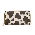 Cow Print Zipper Wallet — Stylish Zip-Around Wallet with Brown & White Cowhide Pattern