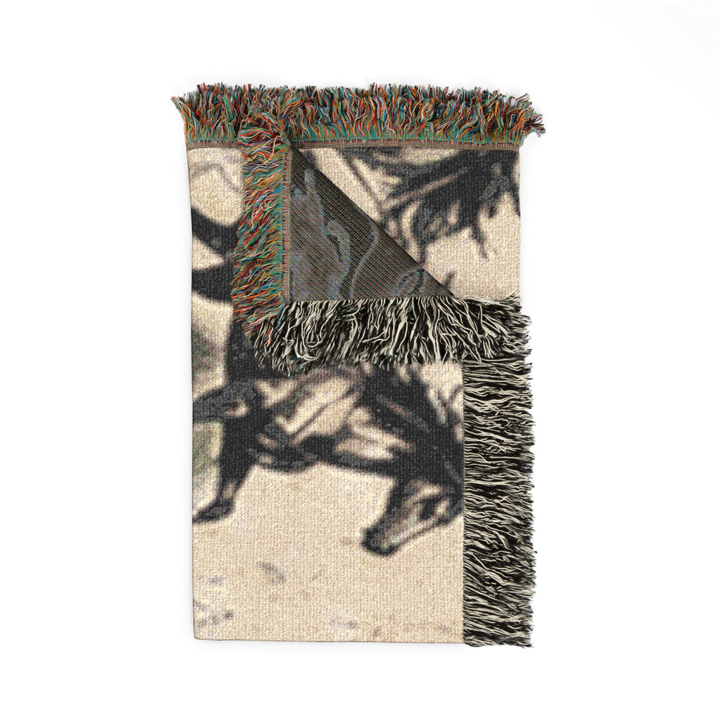 Horse Pattern Woven Blanket — Rustic Western Throw for Equestrian & Farmhouse Decor