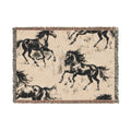 Horse Pattern Woven Blanket — Rustic Western Throw for Equestrian & Farmhouse Decor