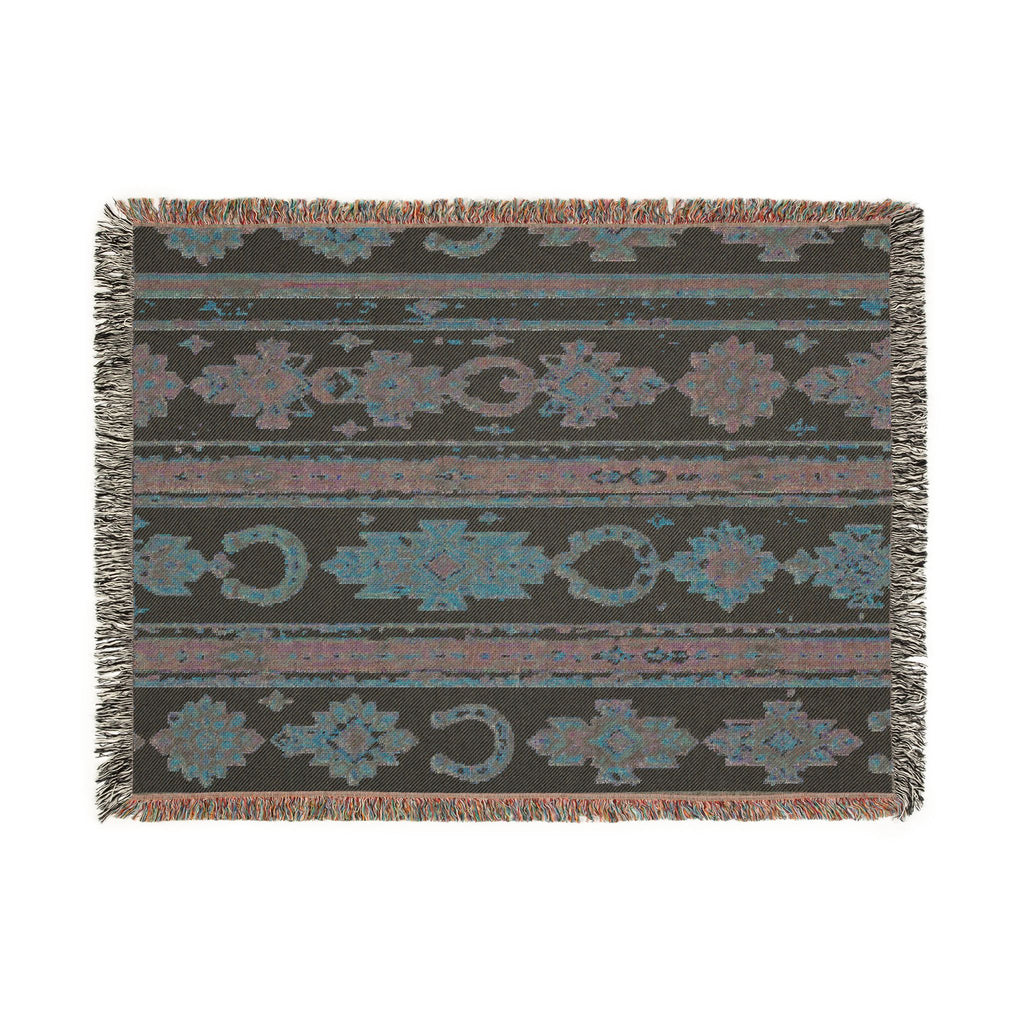 Southwestern Woven Blanket – Boho Aztec Throw with Fringe