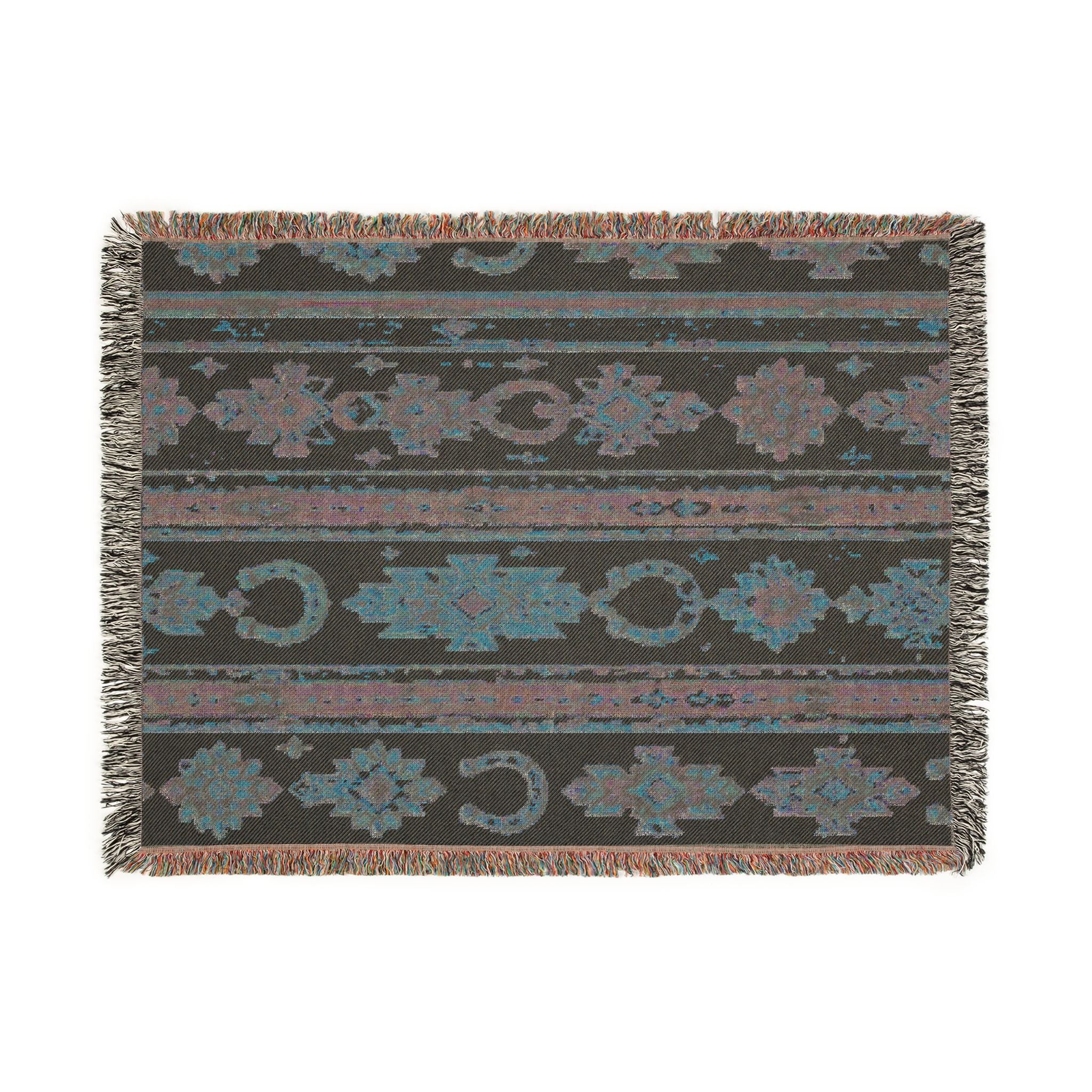 Southwestern Woven Blanket – Boho Aztec Throw with Fringe