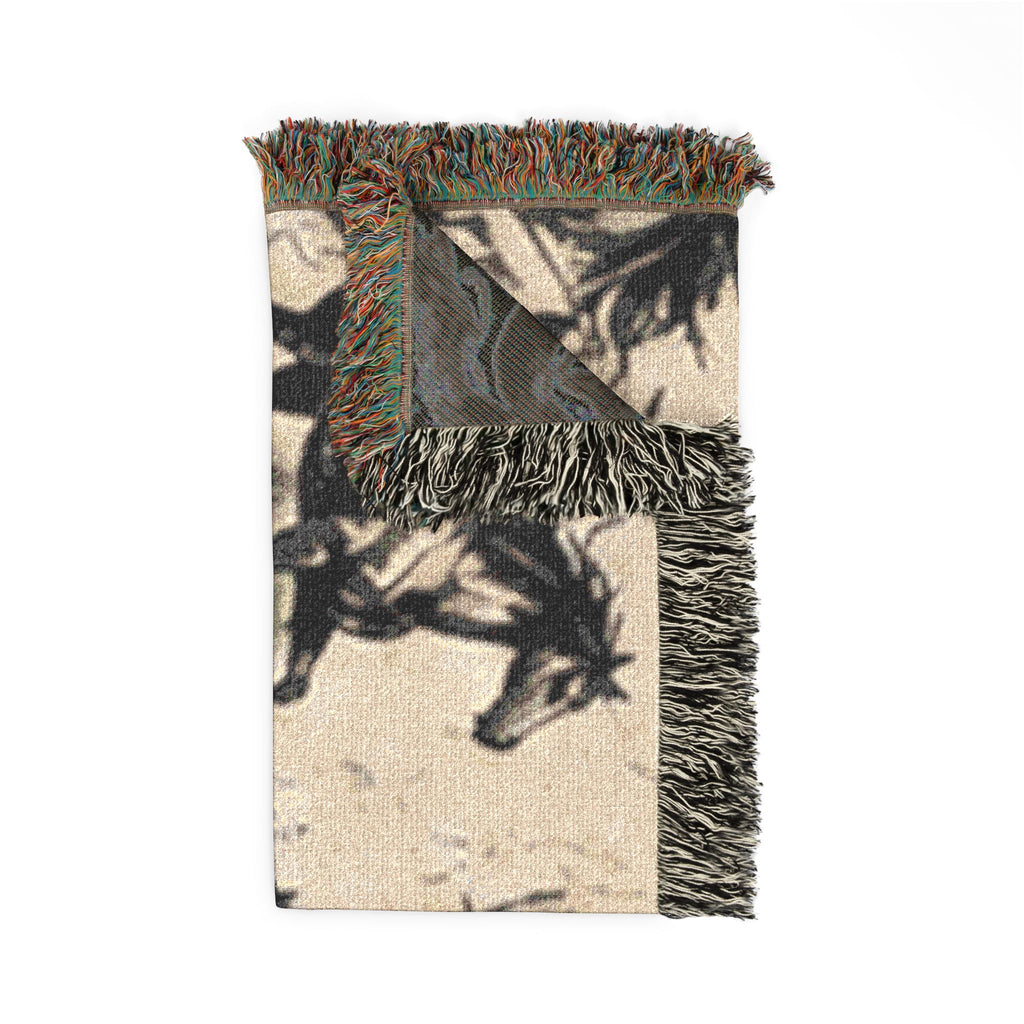 Horse Pattern Woven Blanket — Rustic Western Throw for Equestrian & Farmhouse Decor