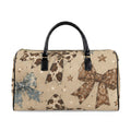 Bow Pattern Travel Duffle — Faux Leather Weekender Bag