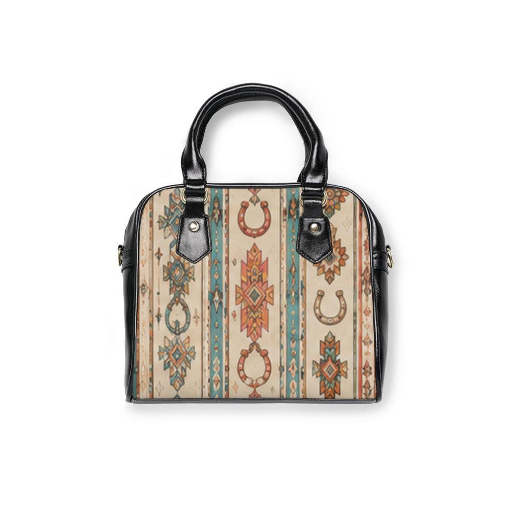 Southwestern Horseshoe Pattern Shoulder Handbag – Boho Western Tote