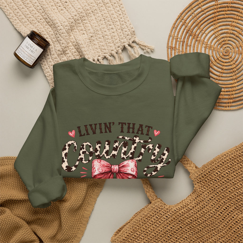 Livin' That Country Mama Life sweatshirt | Leopard Bow Mom Shirt