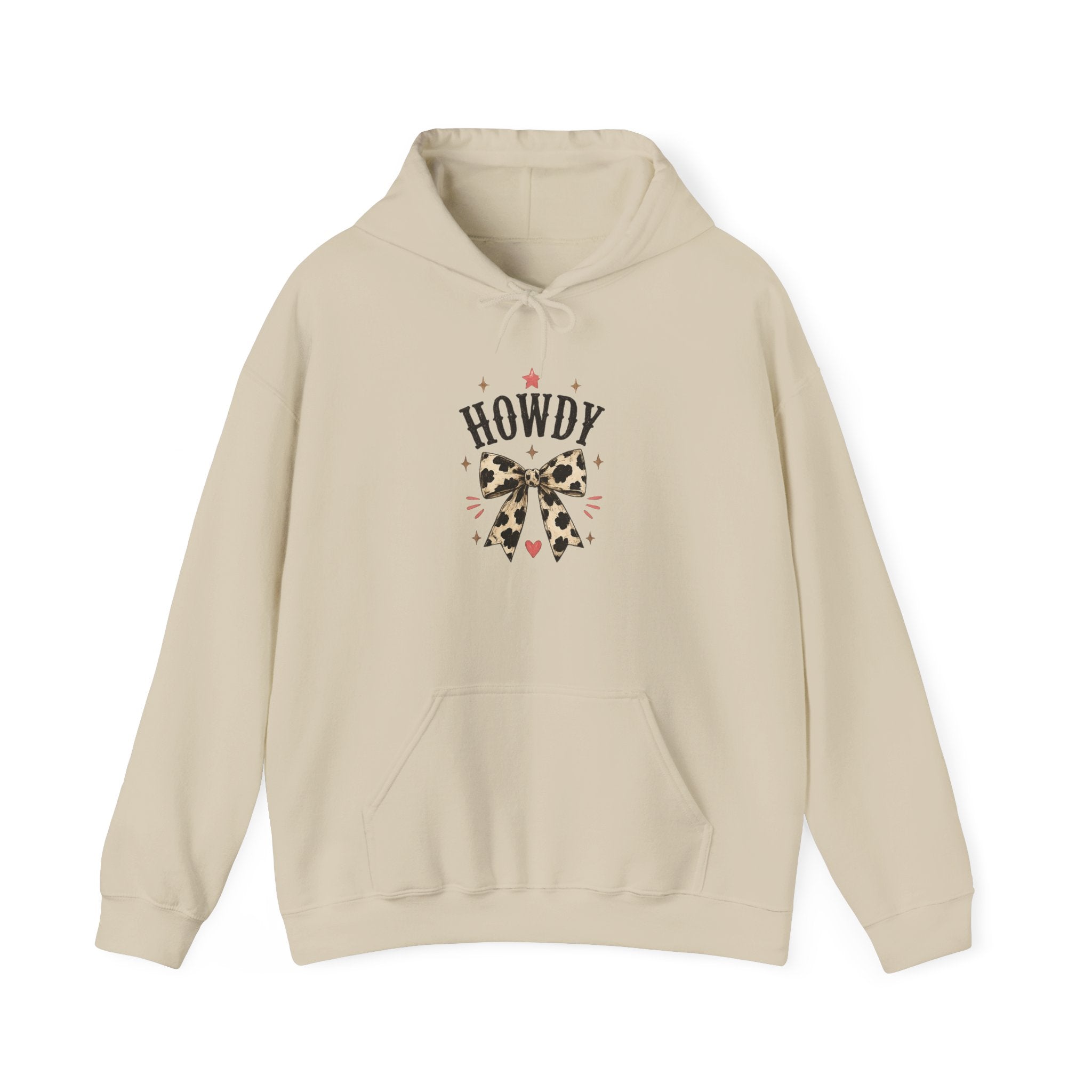 Howdy Leopard Bow Hoodie — Western Cowgirl Graphic Sweatshirt