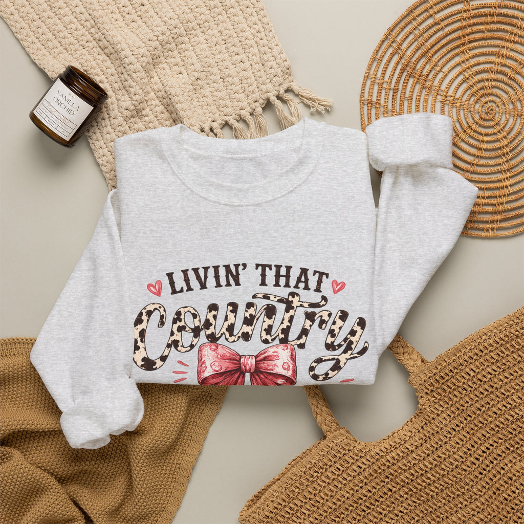 Livin' That Country Mama Life sweatshirt | Leopard Bow Mom Shirt