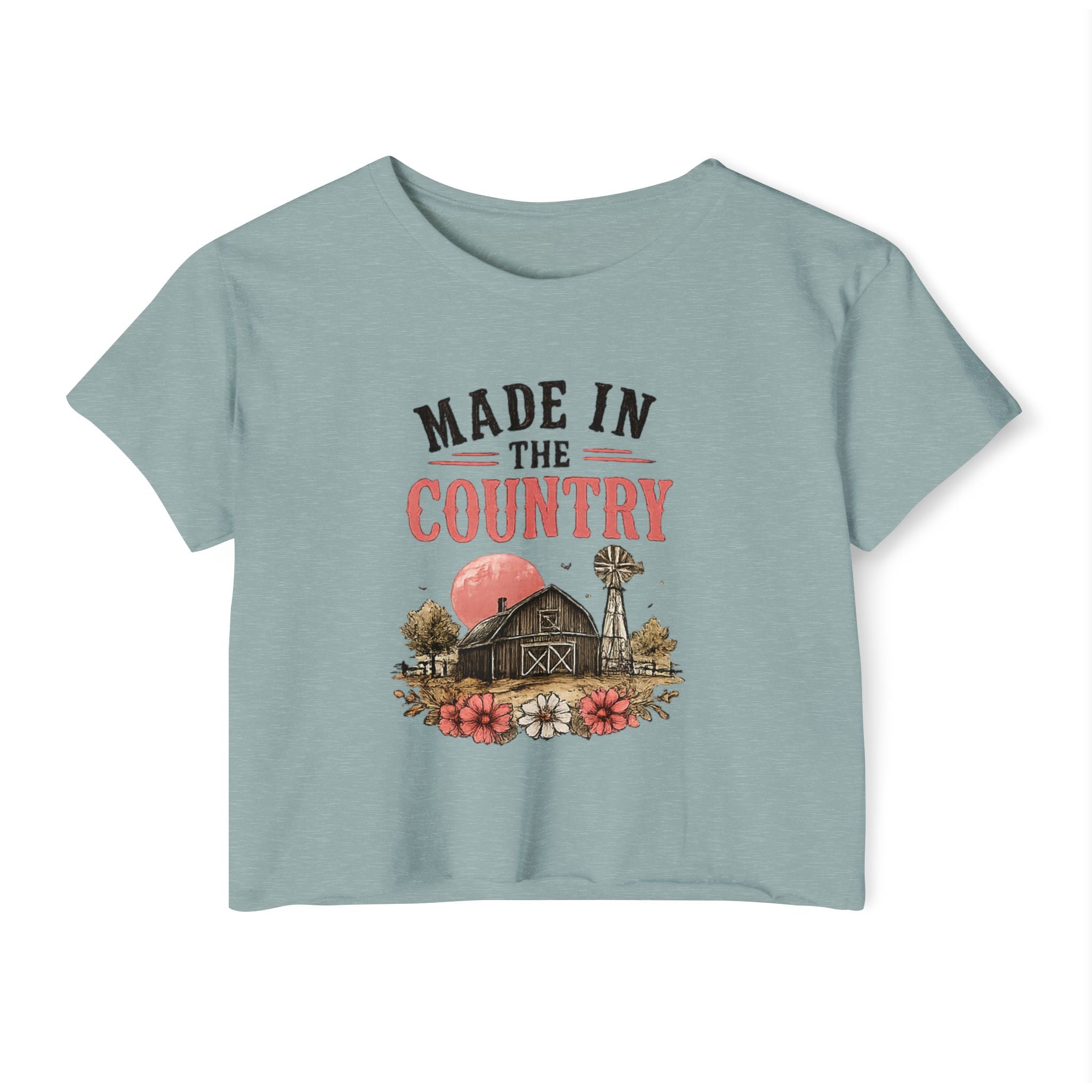 Made in the Country Crop Top — Women's Rustic Farmhouse Festival Tee