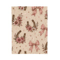 Velveteen Plush Blanket - Vintage Floral Horseshoe Throw with Pink Bows