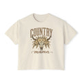 Country Mama Boxy Tee — Floral Bull Skull Graphic Tee for Moms