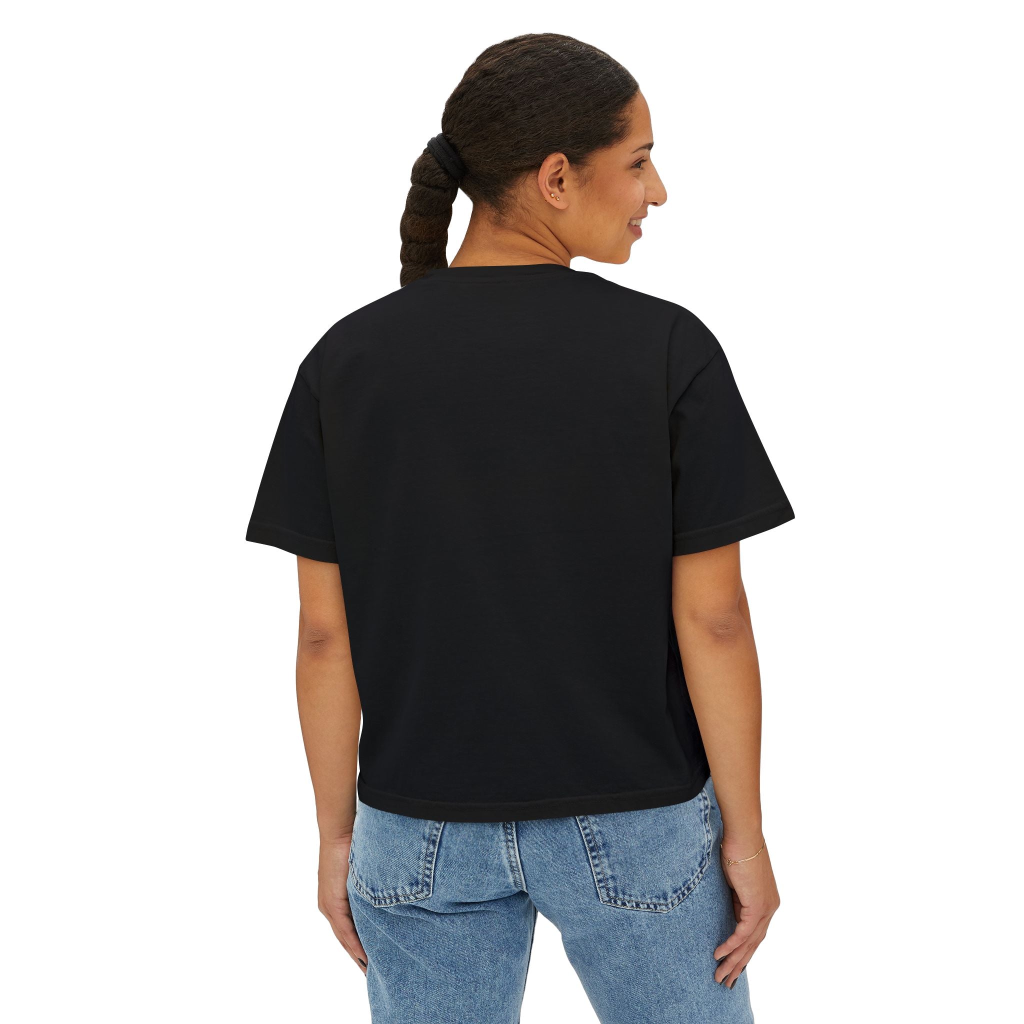 Country Mama Women's Boxy Tee — Retro Checker Smile Graphic