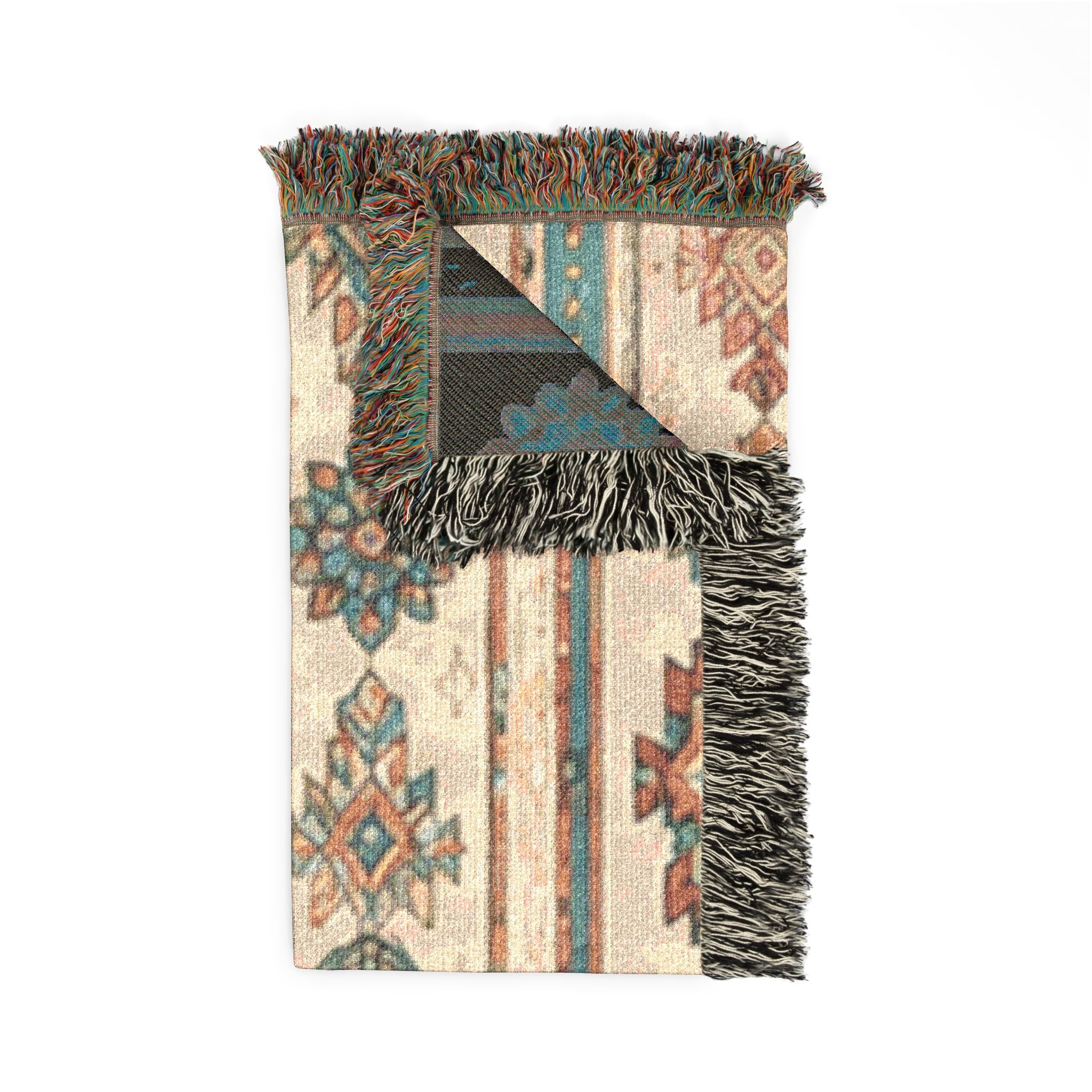 Southwestern Woven Blanket – Boho Aztec Throw with Fringe