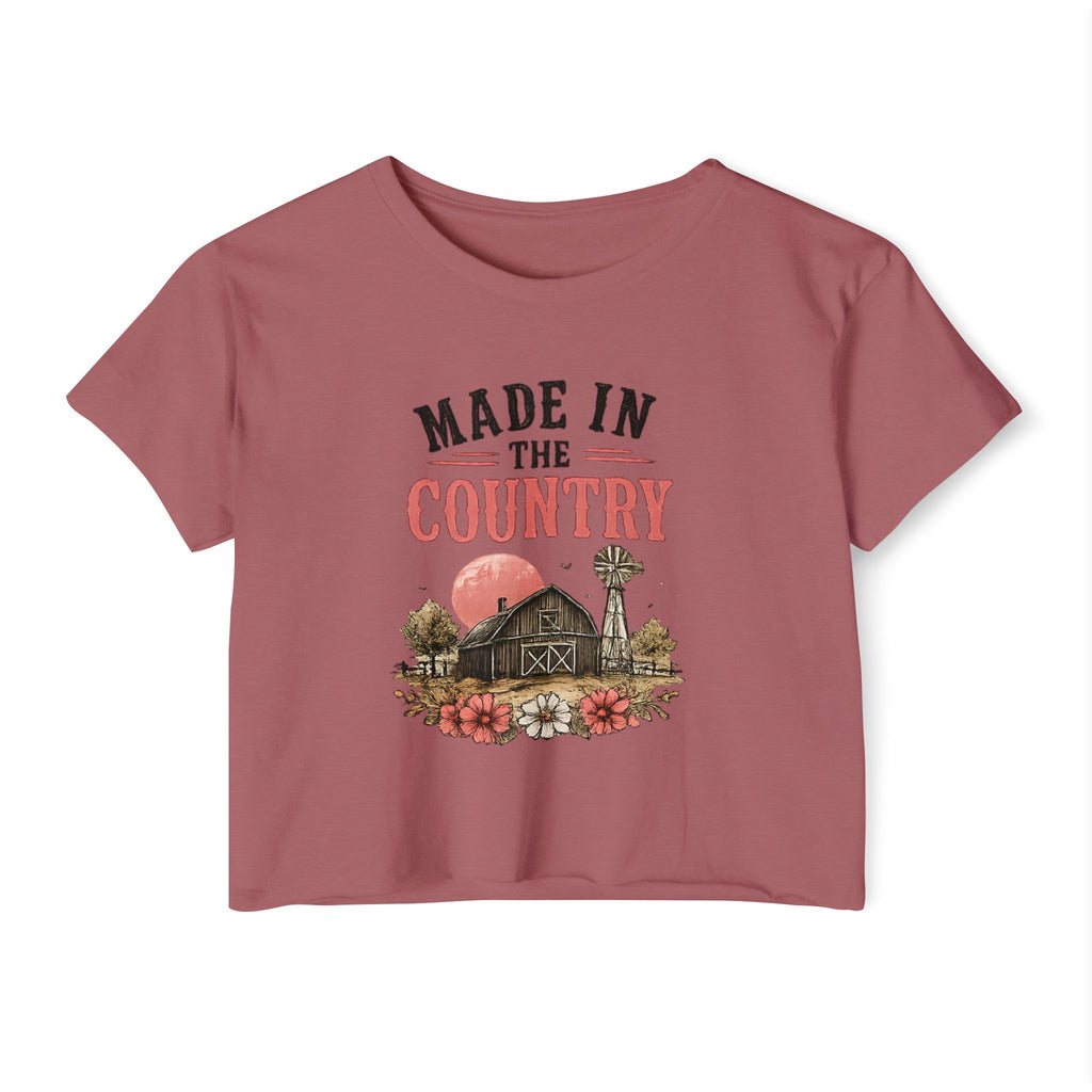 Made in the Country Crop Top — Women's Rustic Farmhouse Festival Tee
