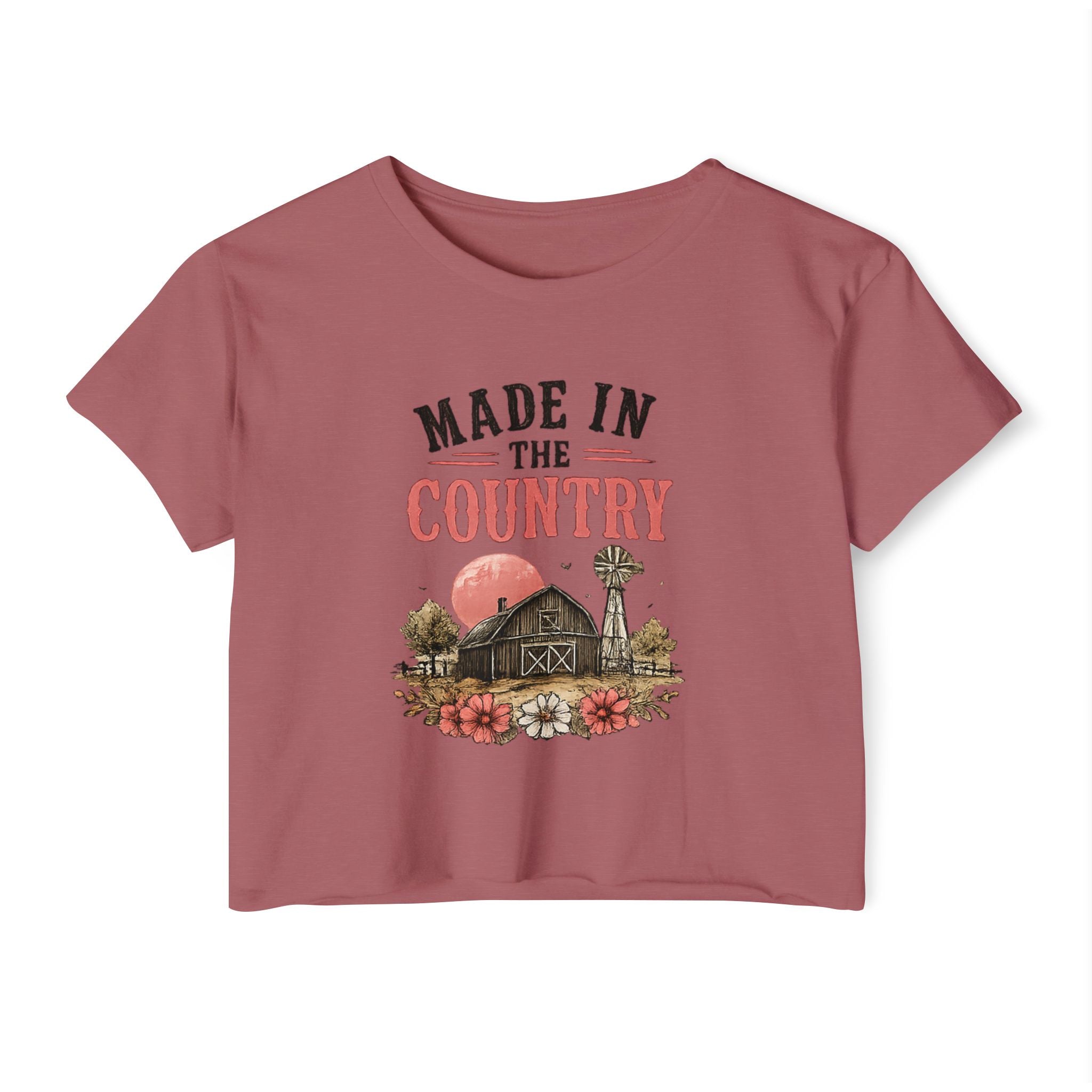 Made in the Country Crop Top — Women's Rustic Farmhouse Festival Tee