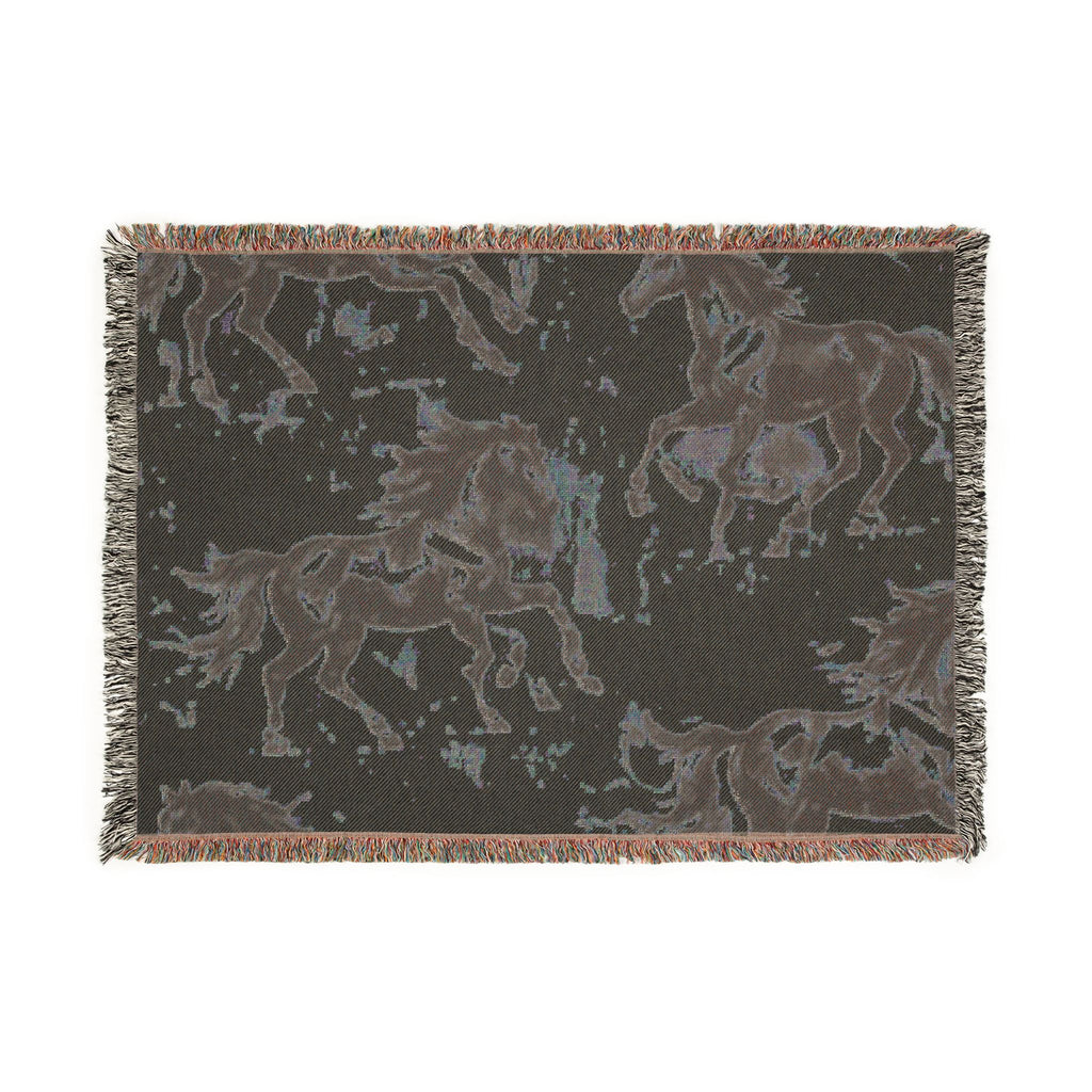 Horse Pattern Woven Blanket — Rustic Western Throw for Equestrian & Farmhouse Decor