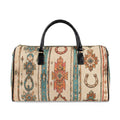 Boho Western Duffle Bag - Faux Leather Travel Bag with Aztec & Horseshoe Print