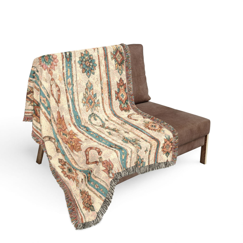 Southwestern Woven Blanket – Boho Aztec Throw with Fringe