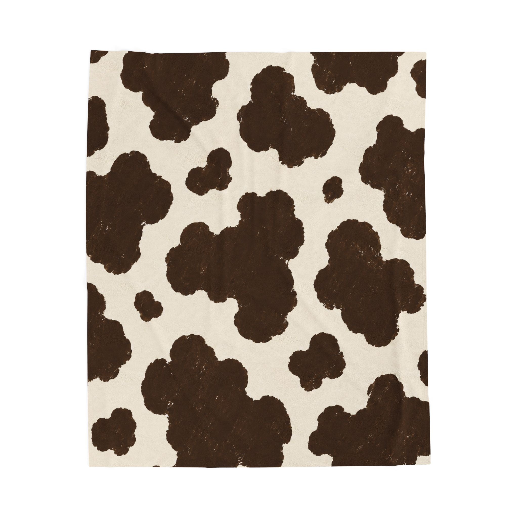 Cowhide Print Velveteen Plush Blanket — Cozy Brown & Cream Throw