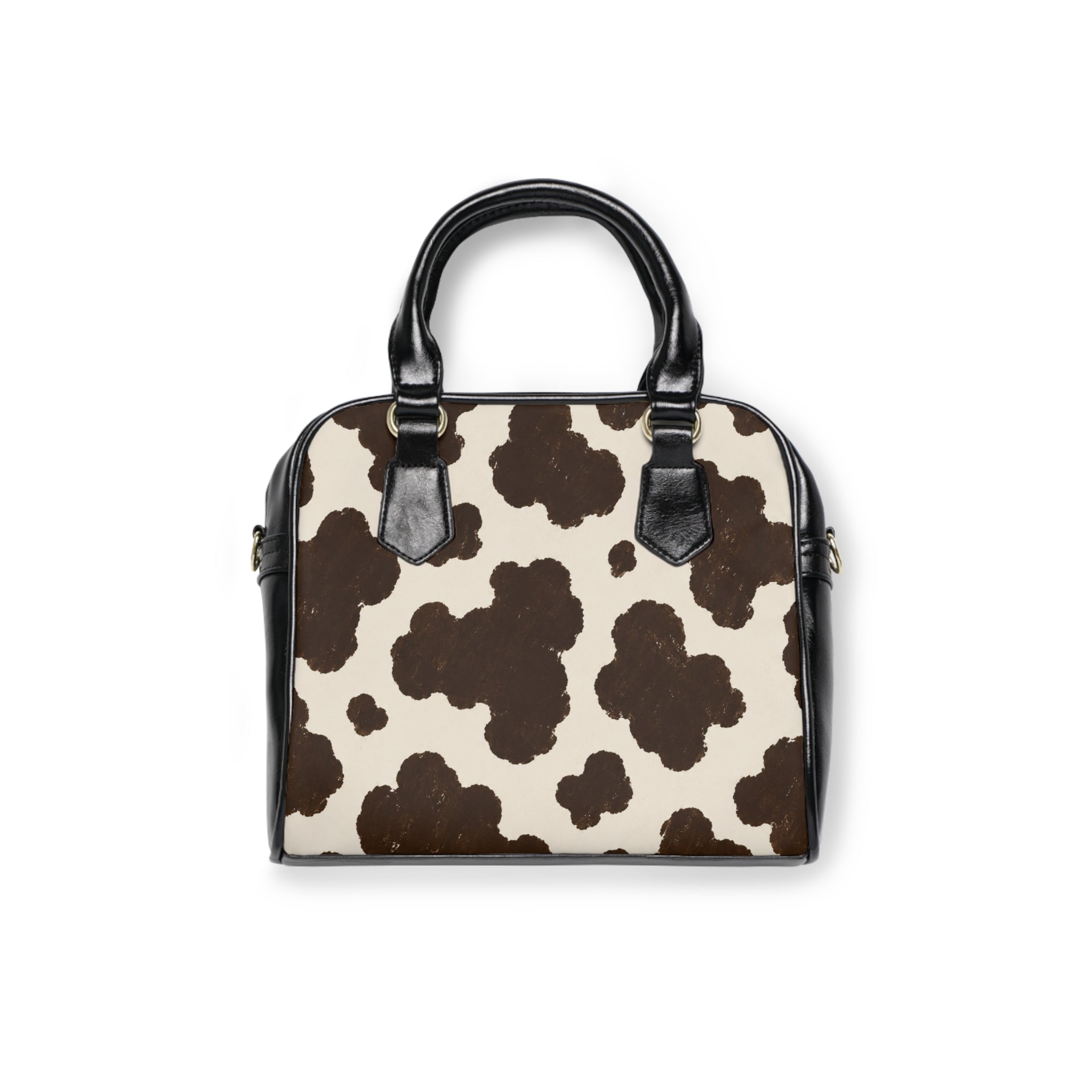 Cow Print Shoulder Handbag – Brown & Cream Tote Purse