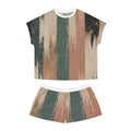 Women's Stripe Brushstroke Pajama Set — Cozy Vintage Lounge Shorts & Tee
