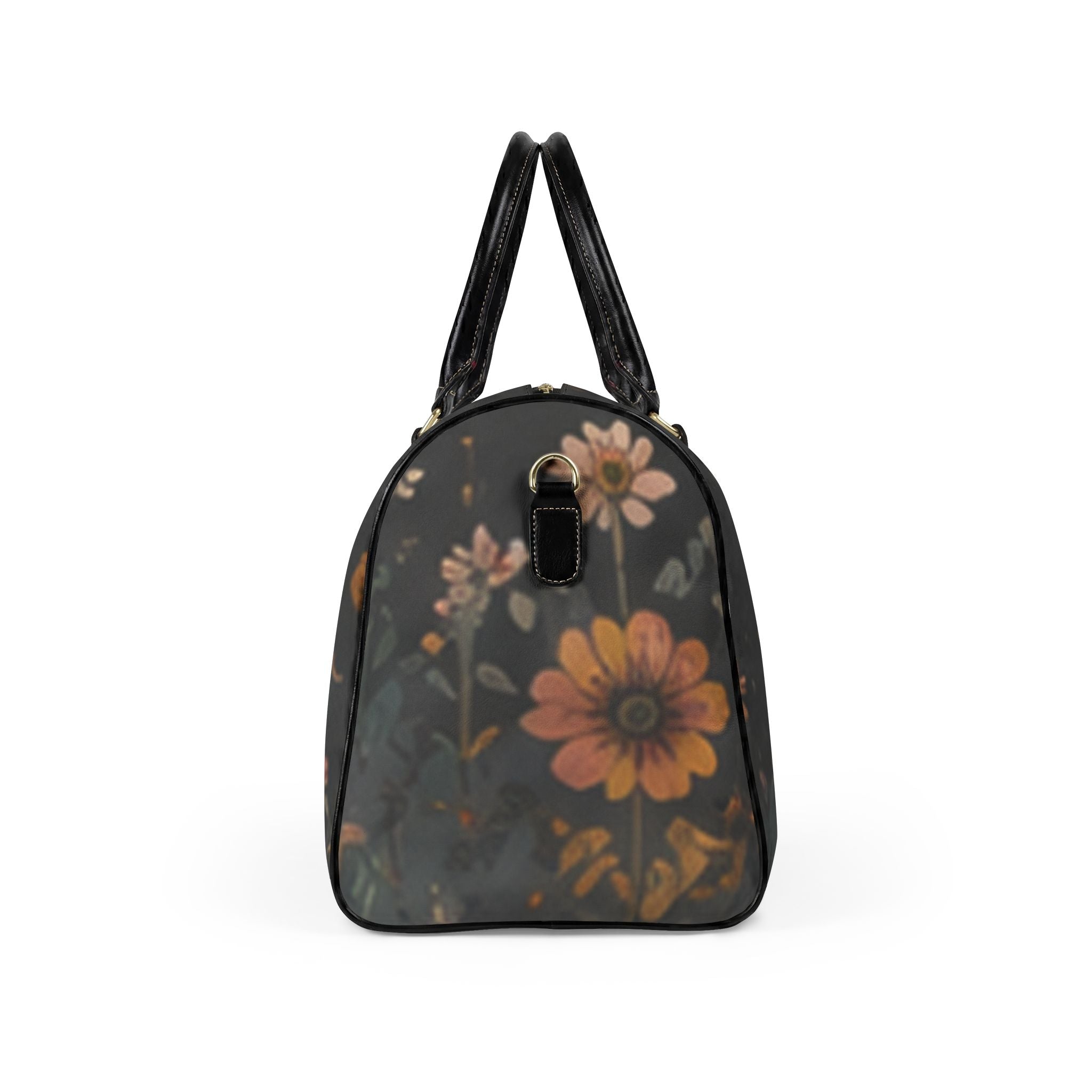 Floral Desert Duffel Bag – Faux Leather Travel Bag with Wildflower & Cactus Print
