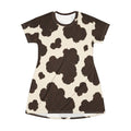 Brown Cow Print T-Shirt Dress | All-Over Print Cowhide Pattern