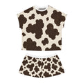 Cow Print Women's Short Pajama Set — Brown Spot All-Over Print Sleepwear