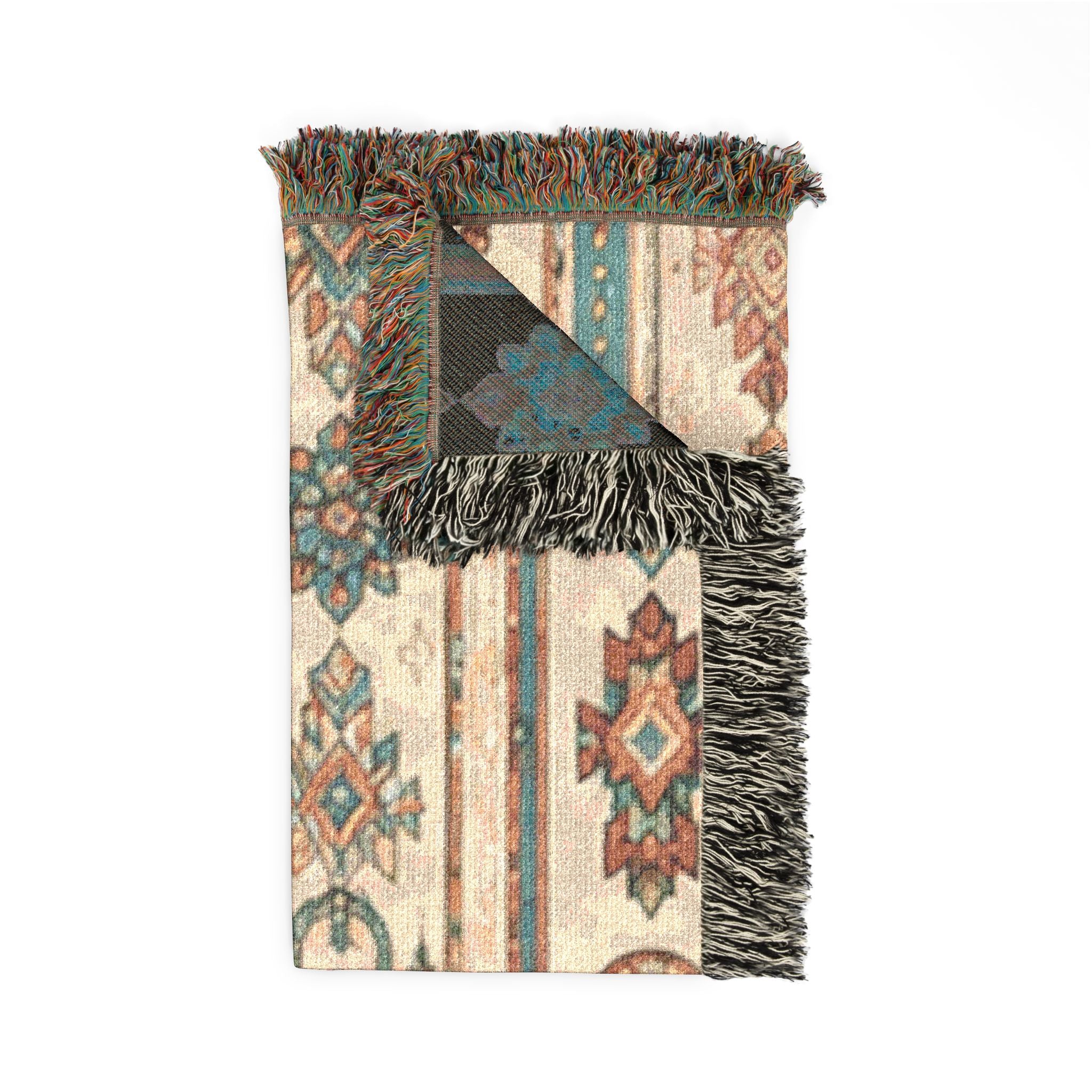 Southwestern Woven Blanket – Boho Aztec Throw with Fringe