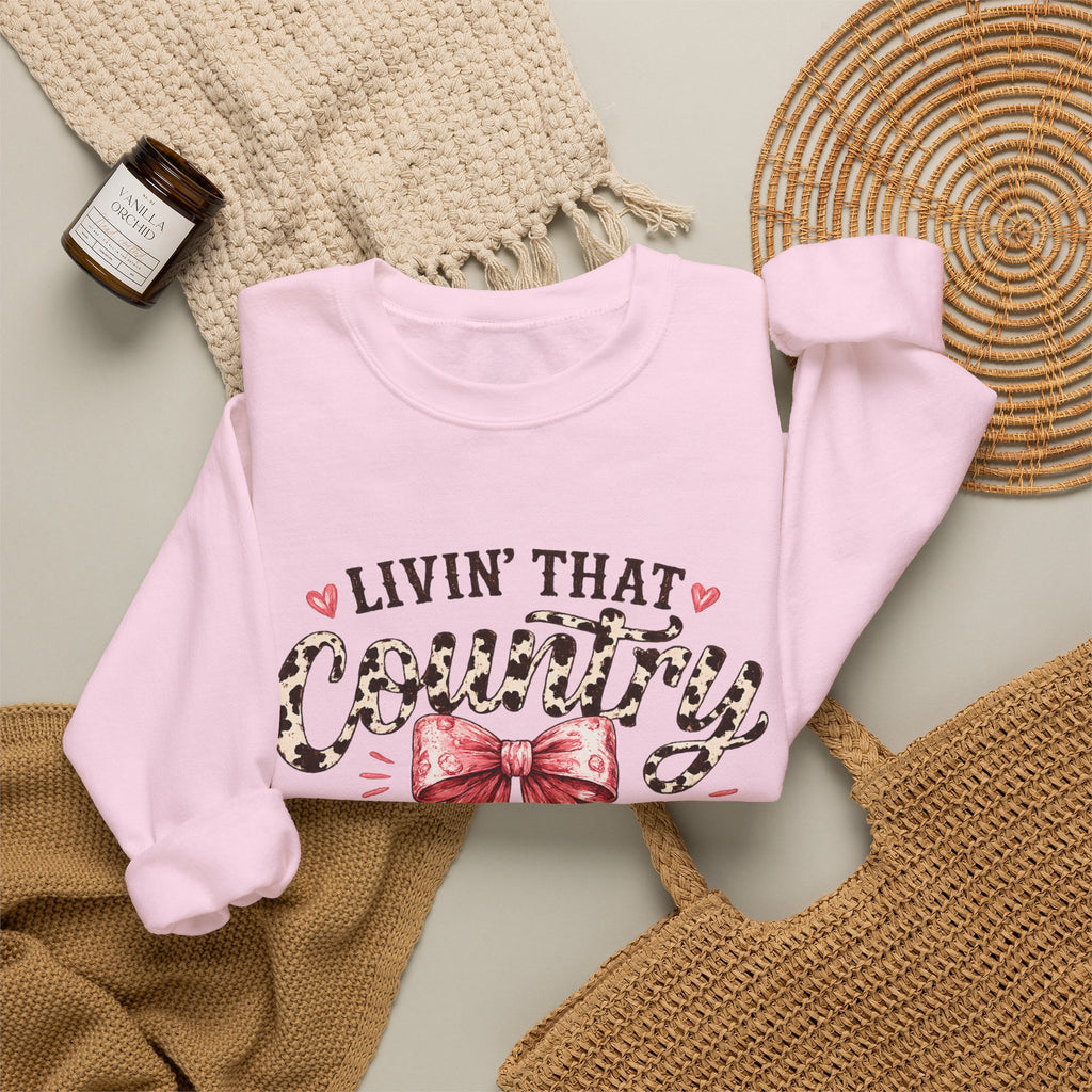 Livin' That Country Mama Life sweatshirt | Leopard Bow Mom Shirt