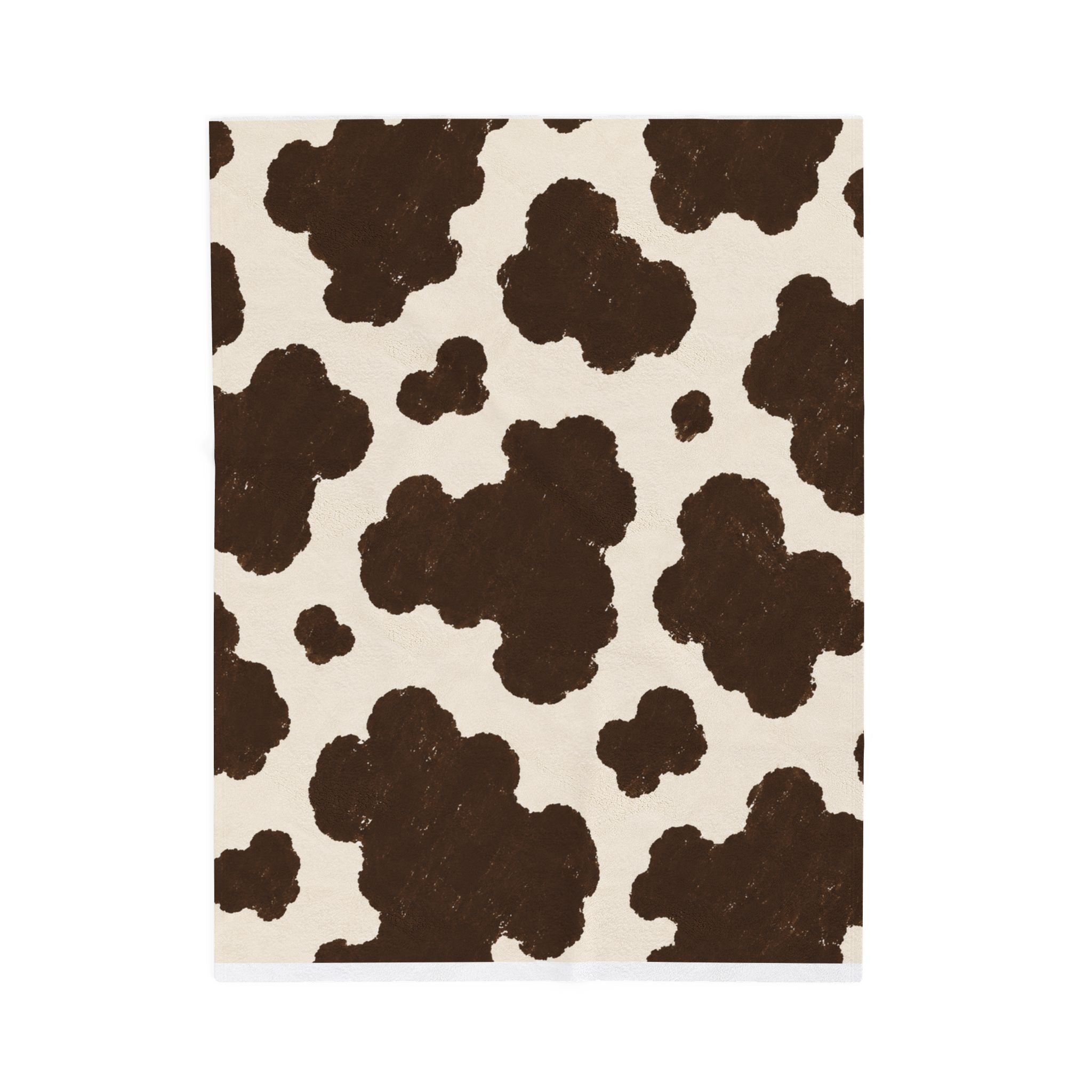Cowhide Print Velveteen Plush Blanket — Cozy Brown & Cream Throw