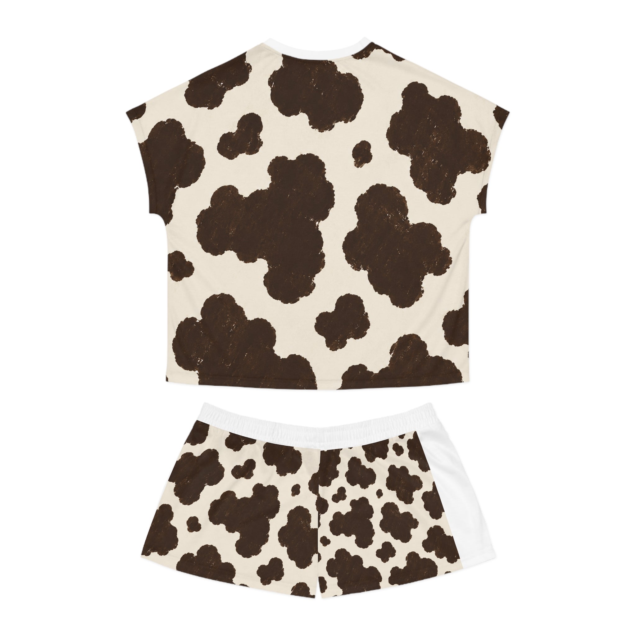 Cow Print Women's Short Pajama Set — Brown Spot All-Over Print Sleepwear