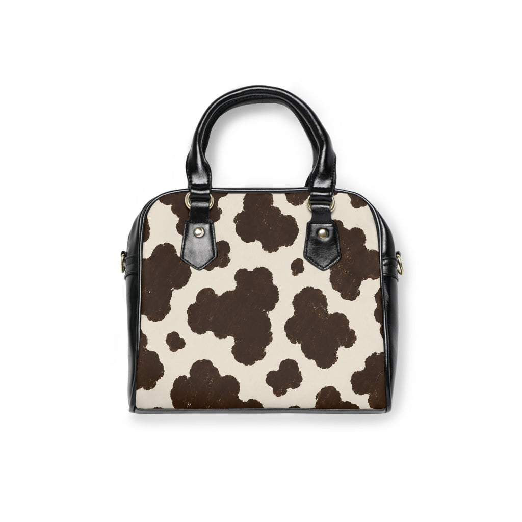 Cow Print Shoulder Handbag – Brown & Cream Tote Purse