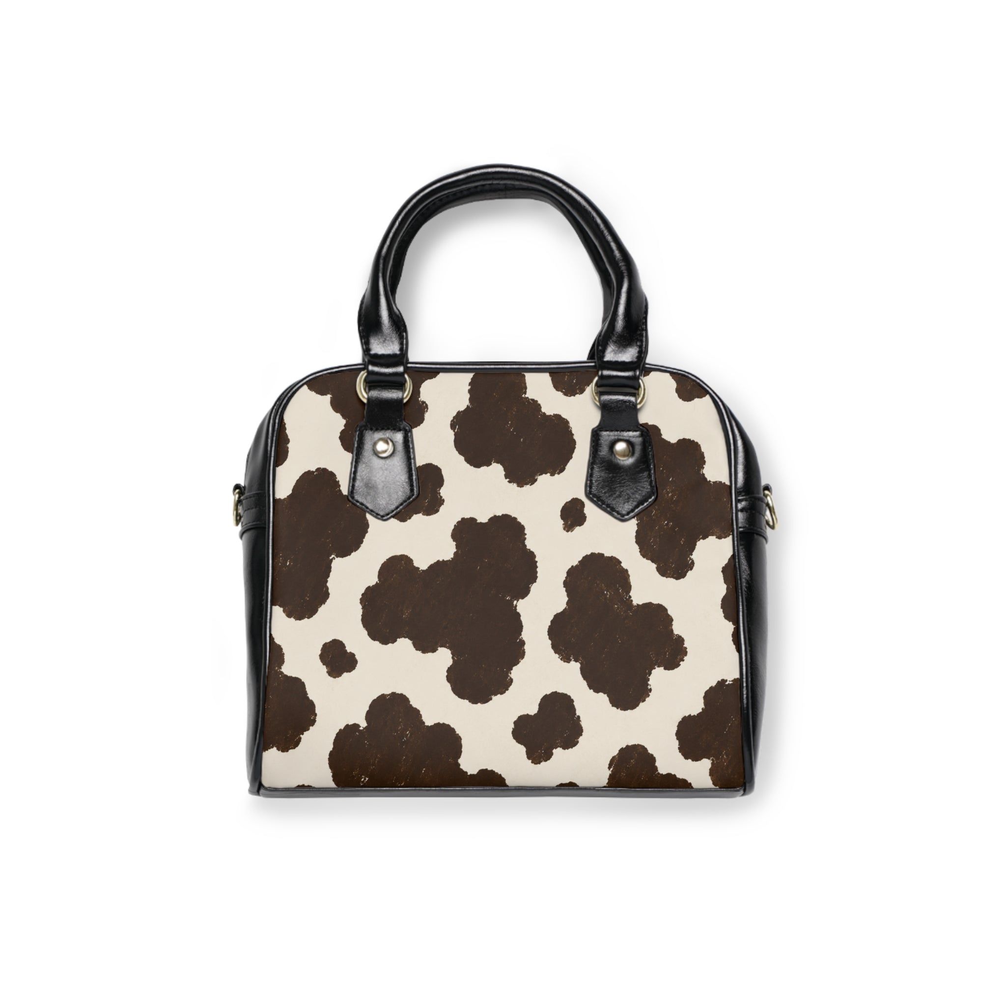 Cow Print Shoulder Handbag – Brown & Cream Tote Purse