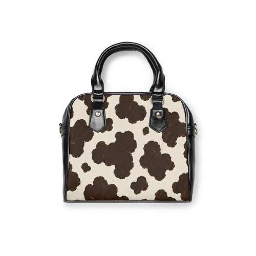 Cow Print Shoulder Handbag – Brown & Cream Tote Purse