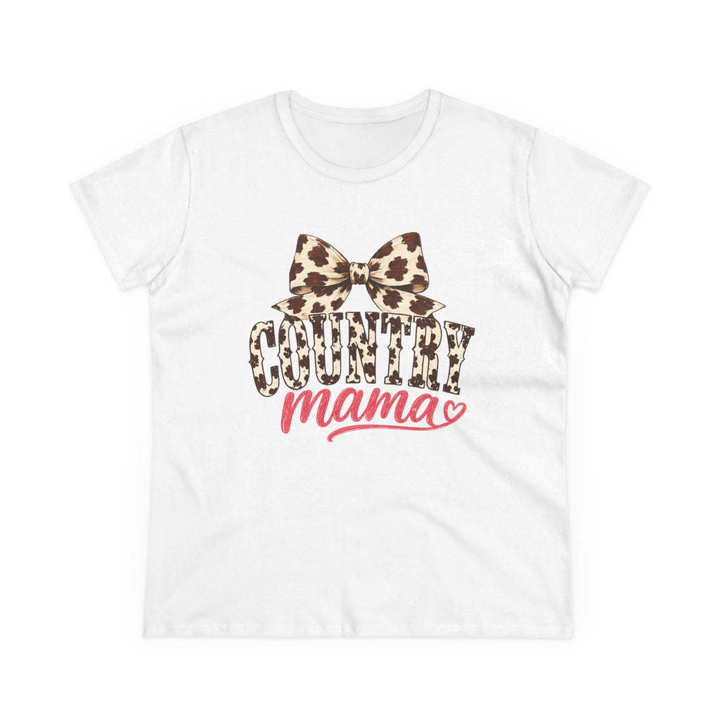 Leopard Bow Country Mama Tee | cowgirl mom graphic shirt