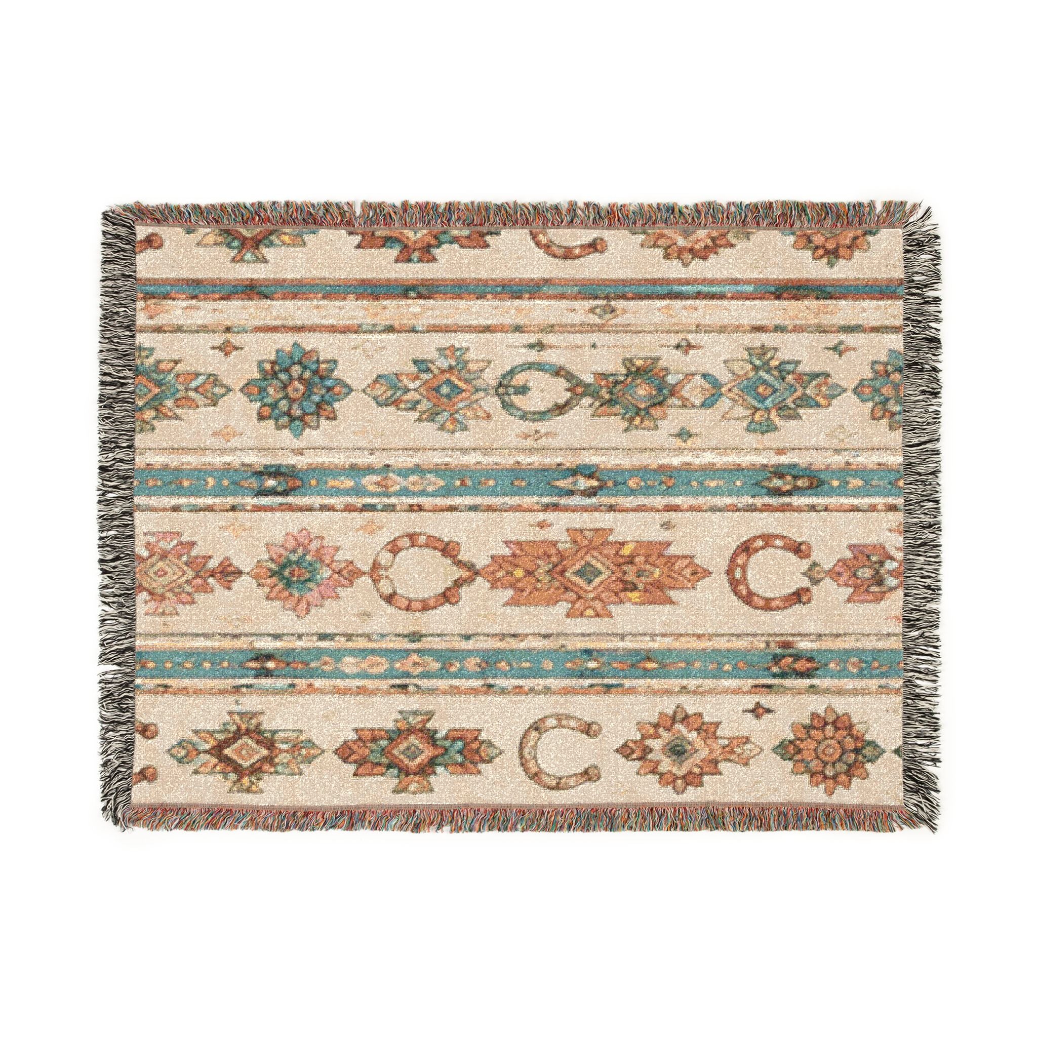 Southwestern Woven Blanket – Boho Aztec Throw with Fringe