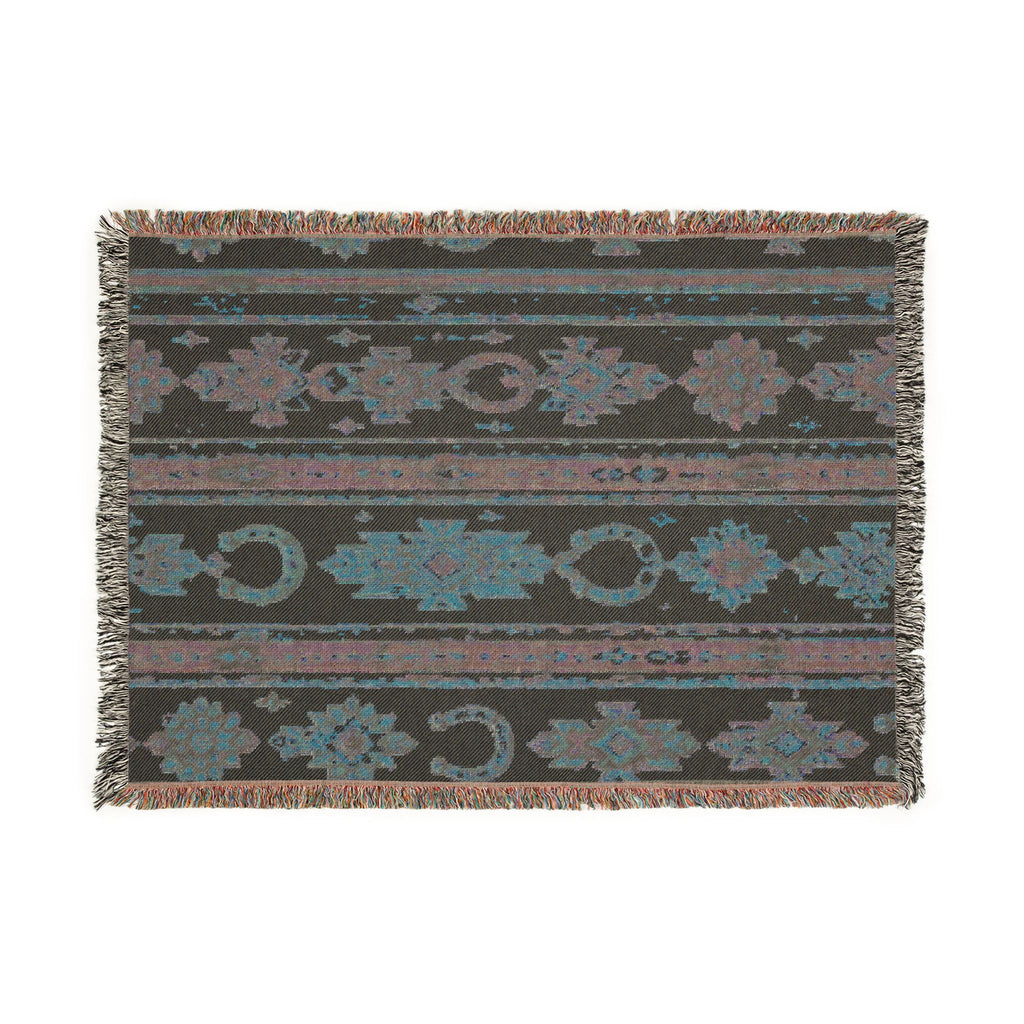 Southwestern Woven Blanket – Boho Aztec Throw with Fringe