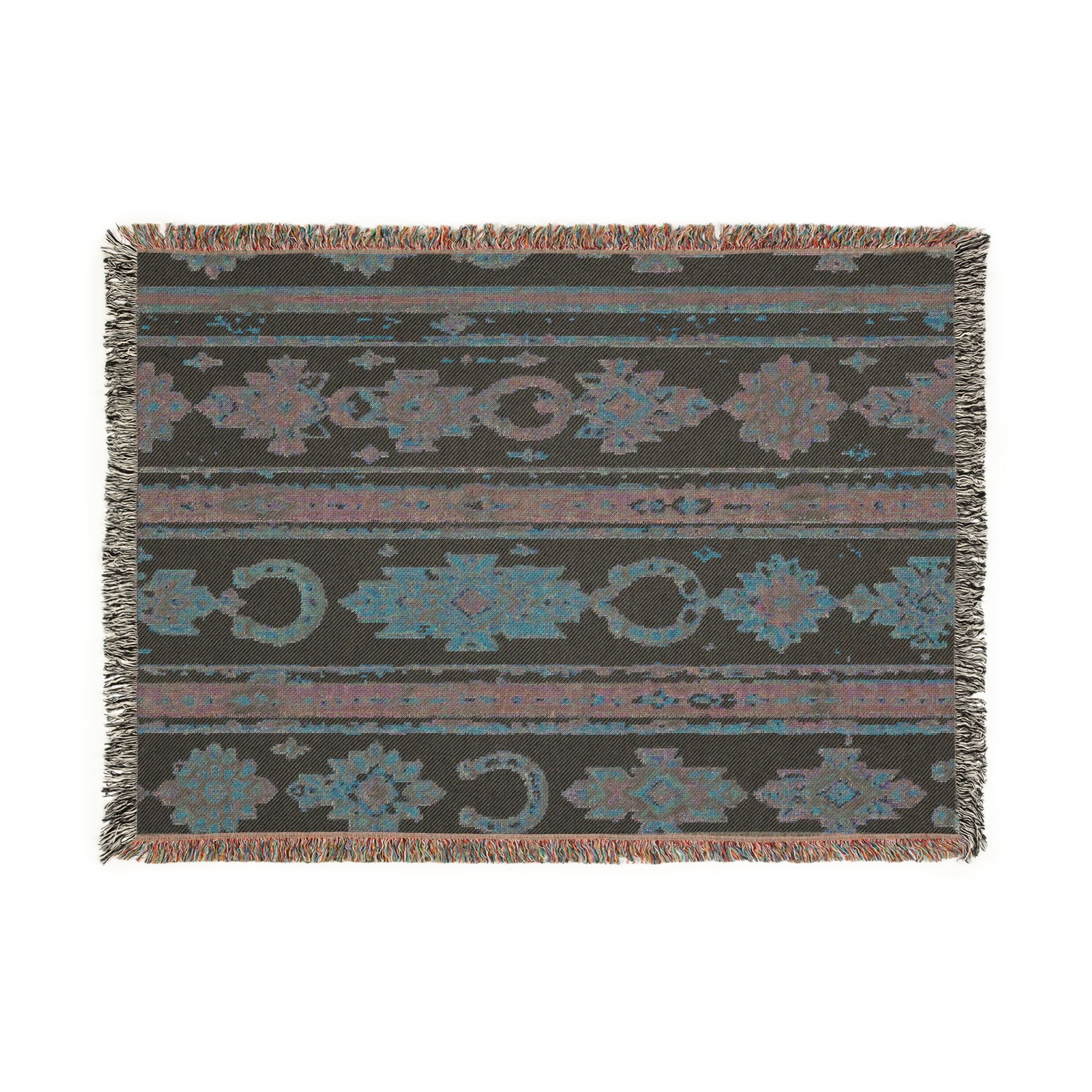 Southwestern Woven Blanket – Boho Aztec Throw with Fringe