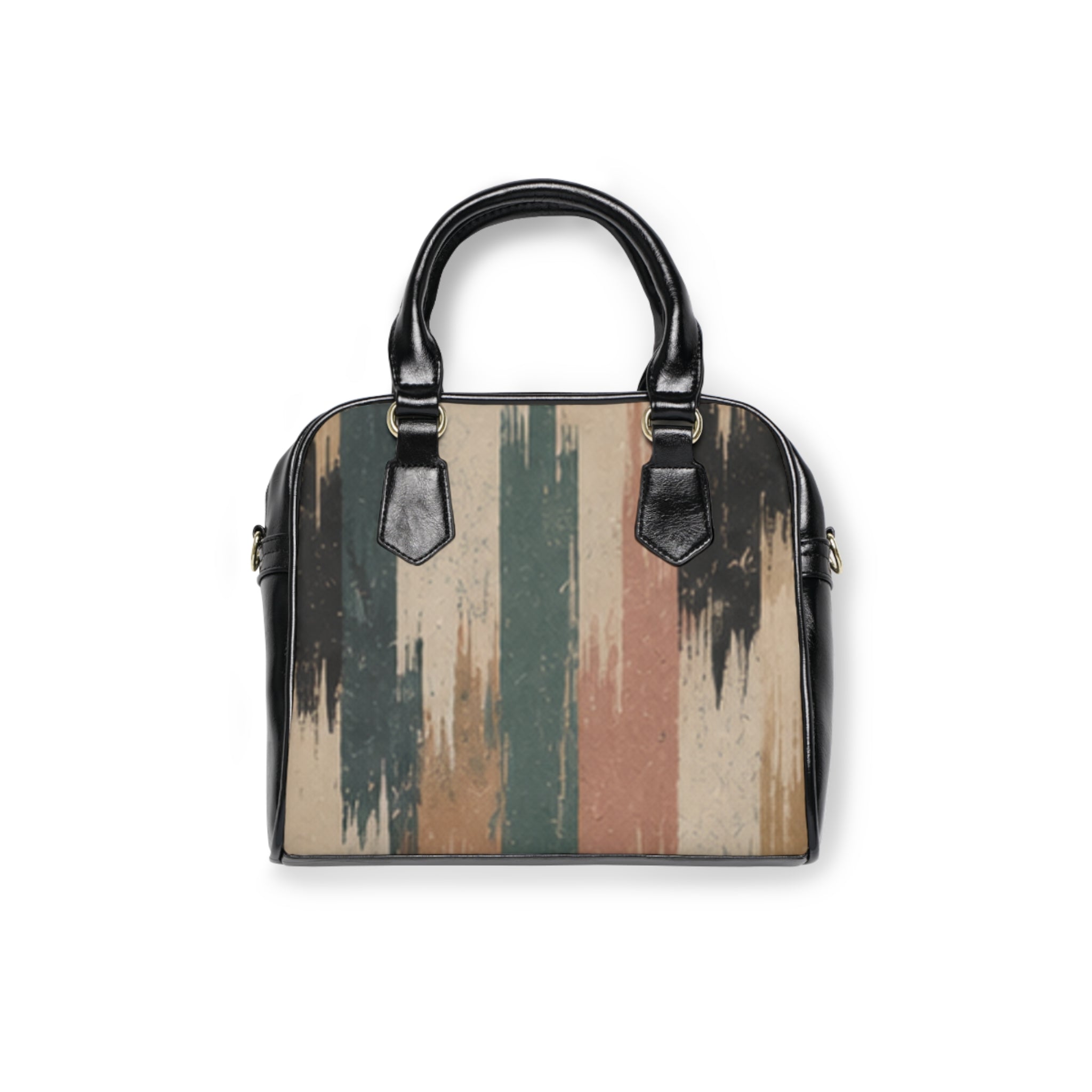 Retro Striped Shoulder Handbag – Vintage Boho Distressed Vertical Stripes