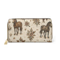 Horse Pattern Zipper Wallet — Vintage Floral Equestrian Wallet