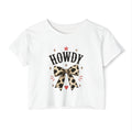 Howdy Leopard Bow Crop Top — Western Graphic Festival Shirt for Women