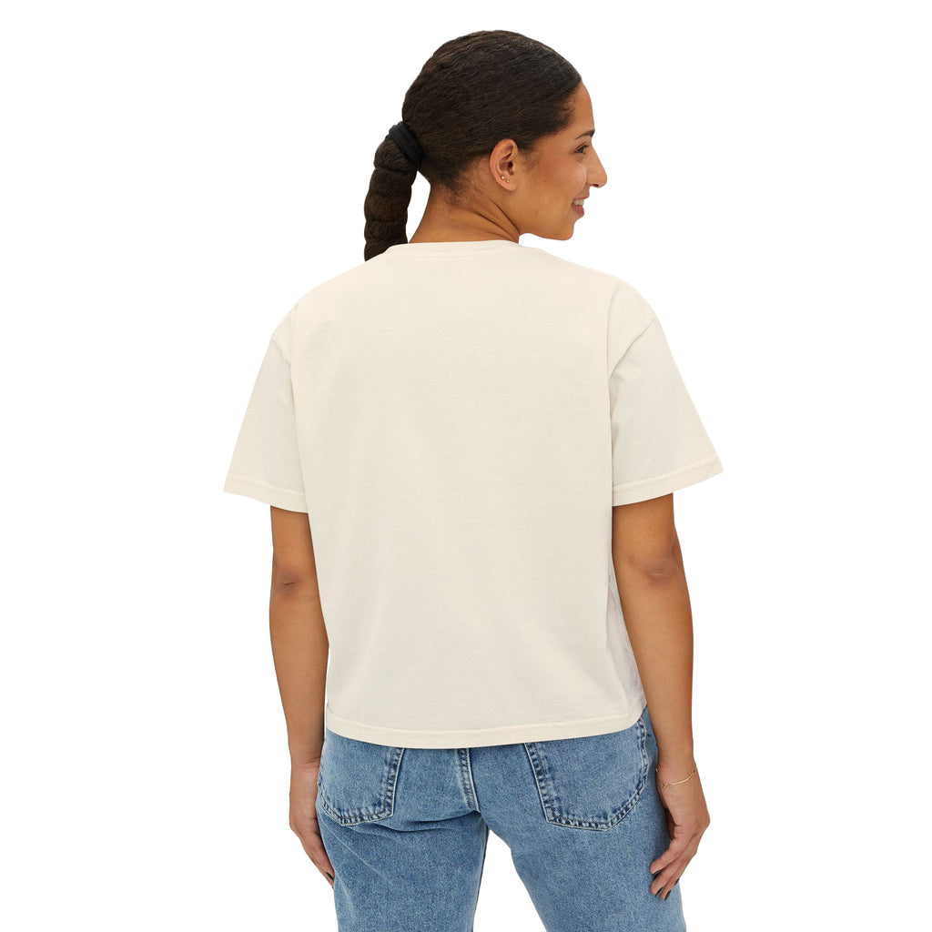 Country Mama Women's Boxy Tee — Retro Checker Smile Graphic