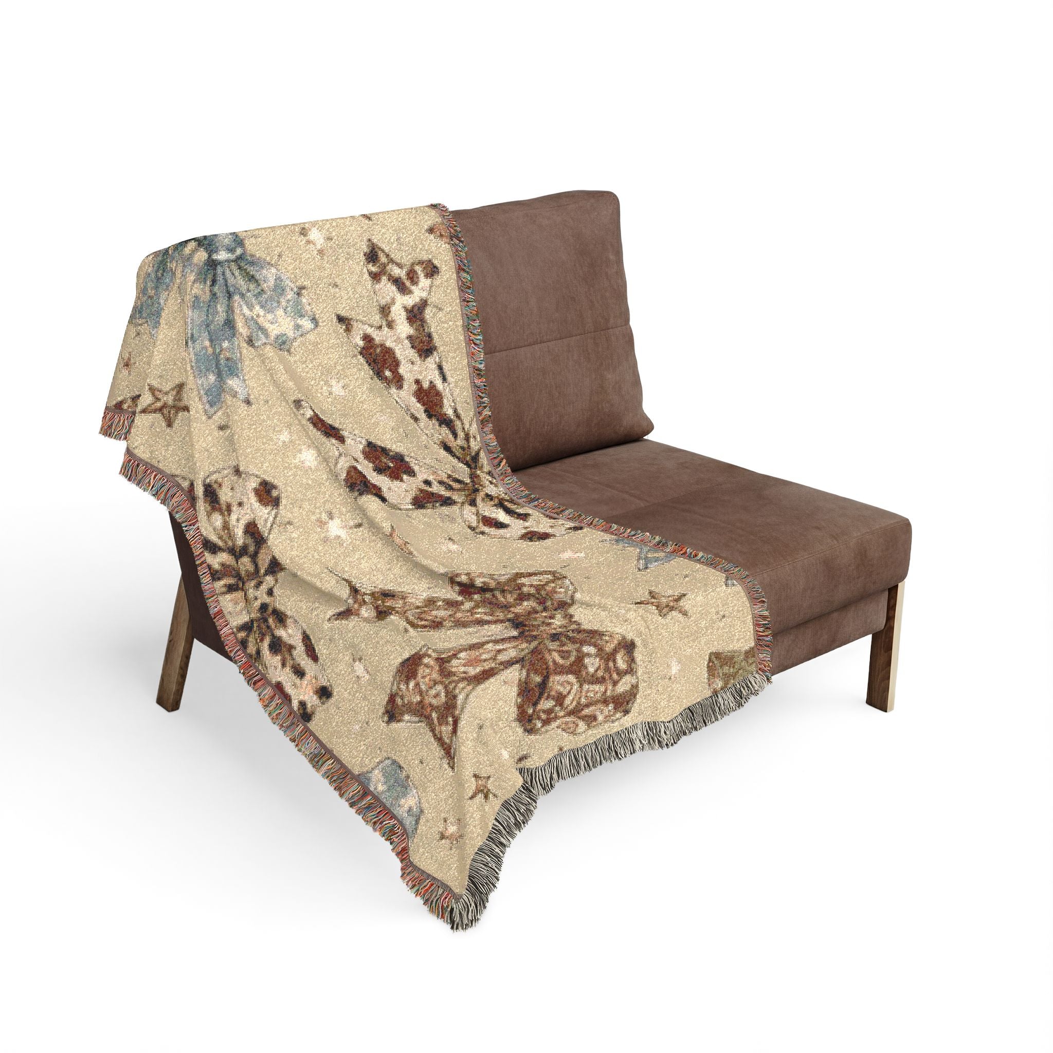 Woven Blanket - Decorative Bow Pattern Throw for Cozy Living, Gift-Ready Home Accent