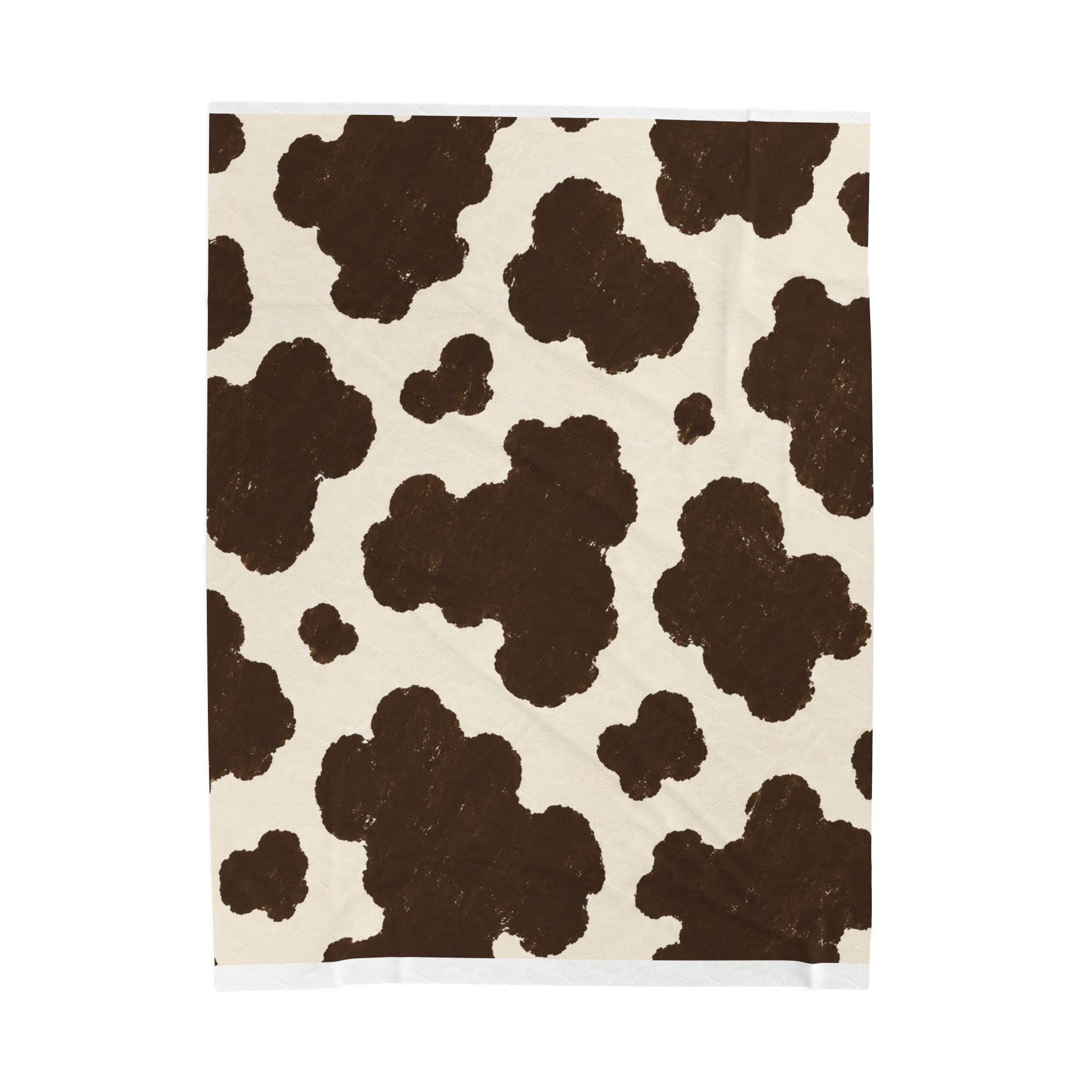 Cowhide Print Velveteen Plush Blanket — Cozy Brown & Cream Throw