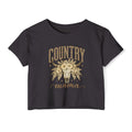 Country Mama Crop Top — Floral Bull Skull Festival Tee for Moms