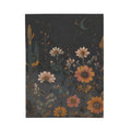 Velveteen Plush Blanket — Midnight Wildflower Throw (Boho Floral Moon)