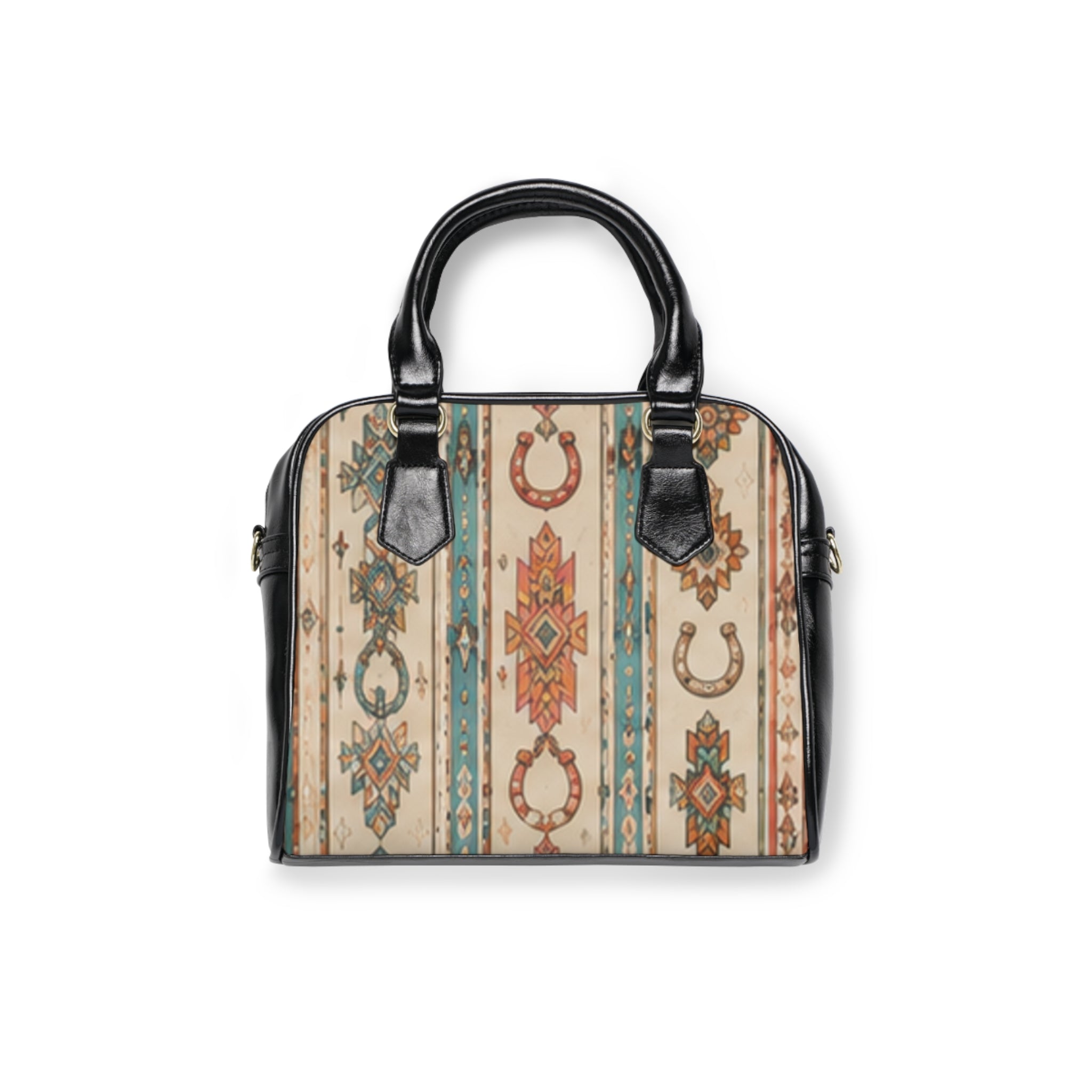 Southwestern Horseshoe Pattern Shoulder Handbag – Boho Western Tote