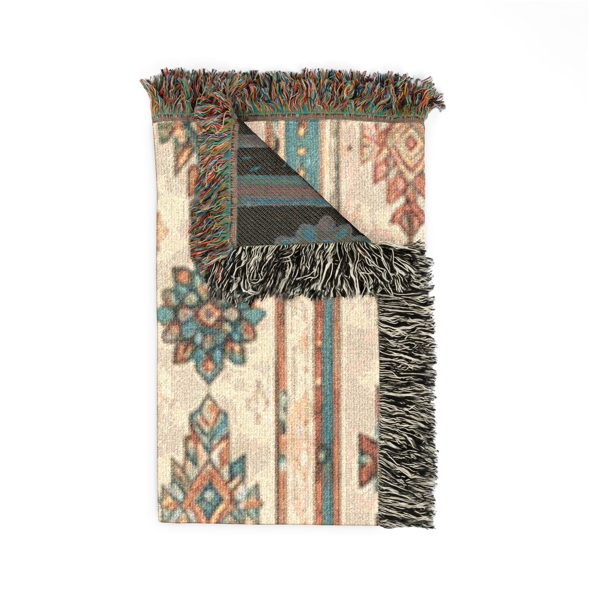 Southwestern Woven Blanket – Boho Aztec Throw with Fringe