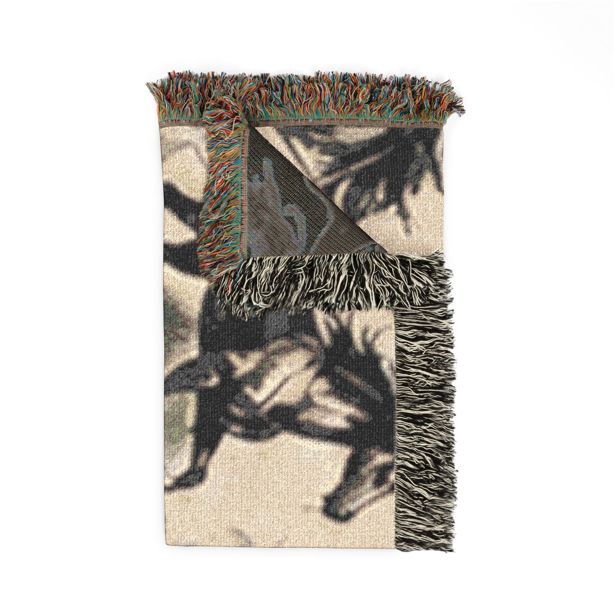 Horse Pattern Woven Blanket — Rustic Western Throw for Equestrian & Farmhouse Decor