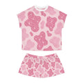 Pink Glitter Cow Print Women's Pajama Set - Cute Short Sleepwear